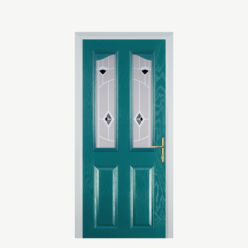 Door B 2 Panel 2 Angle Turquoise Blue Murano Black image 0