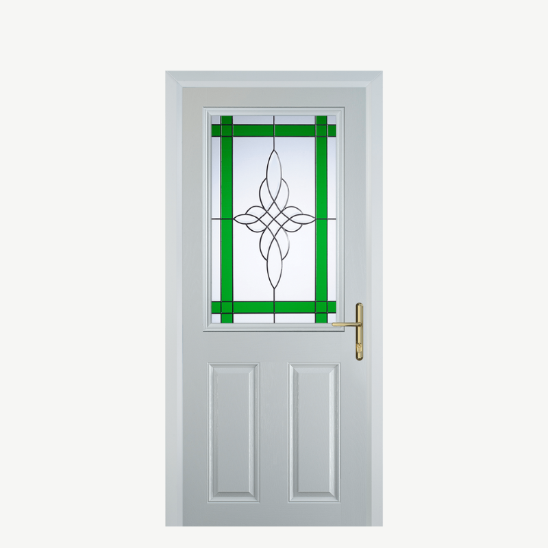 Door F 2 Panel 1 Square White Crystal Harmony Green image 0