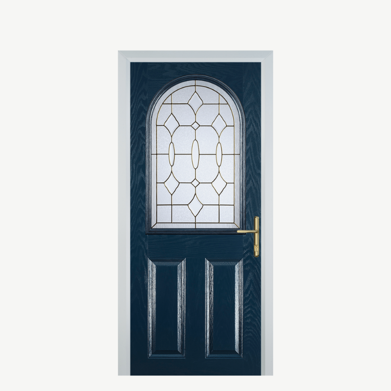 Door E 2 Panel 1 Arch Blue Brass Art Clarity image 0