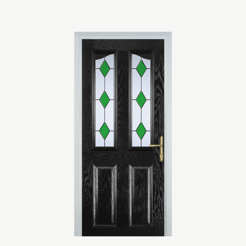 Door B 2 Panel 2 Angle Black 3 Drop Diamond Green image 0