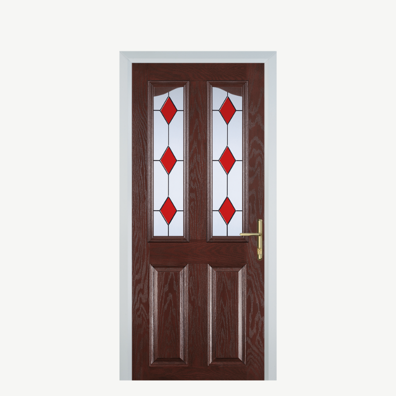Door B 2 Panel 2 Angle Dark Wood 3 Drop Diamond Red image 0