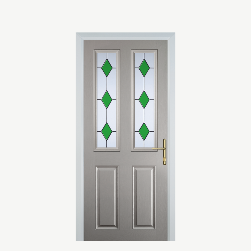 Door C 2 Panel 2 Square Agate Grey 3 Drop Diamond Green image 0