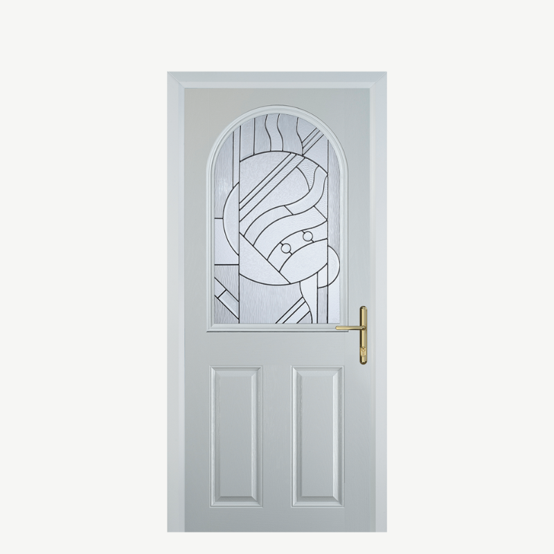 Door E 2 Panel 1 Arch White Zinc Art Abstract image 0