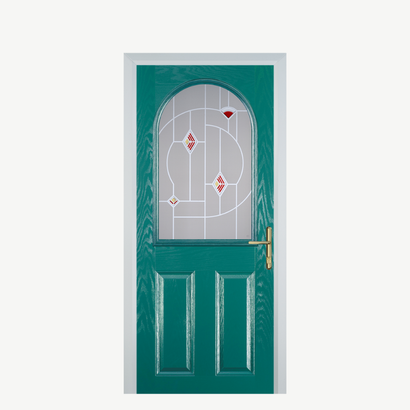 Door E 2 Panel 1 Arch Turquoise Blue Murano Red image 0