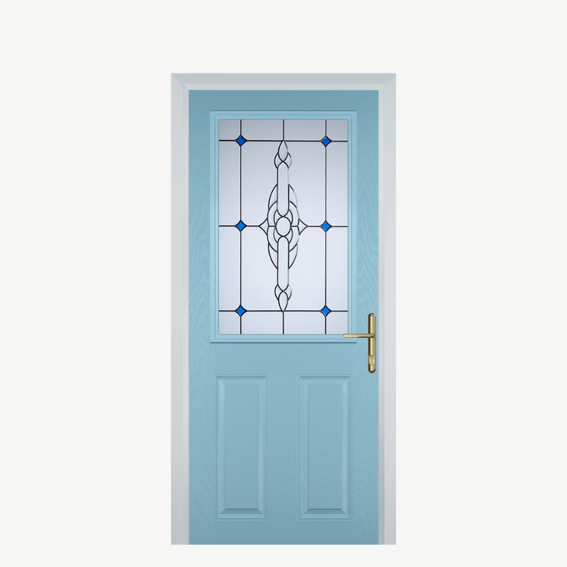 Door F 2 Panel 1 Square Duck Egg Blue Crystal Bohemia Blue image 0
