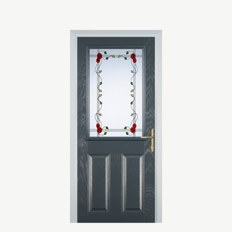 Door F 2 Panel 1 Square Grey Mackintosh Rose image 0