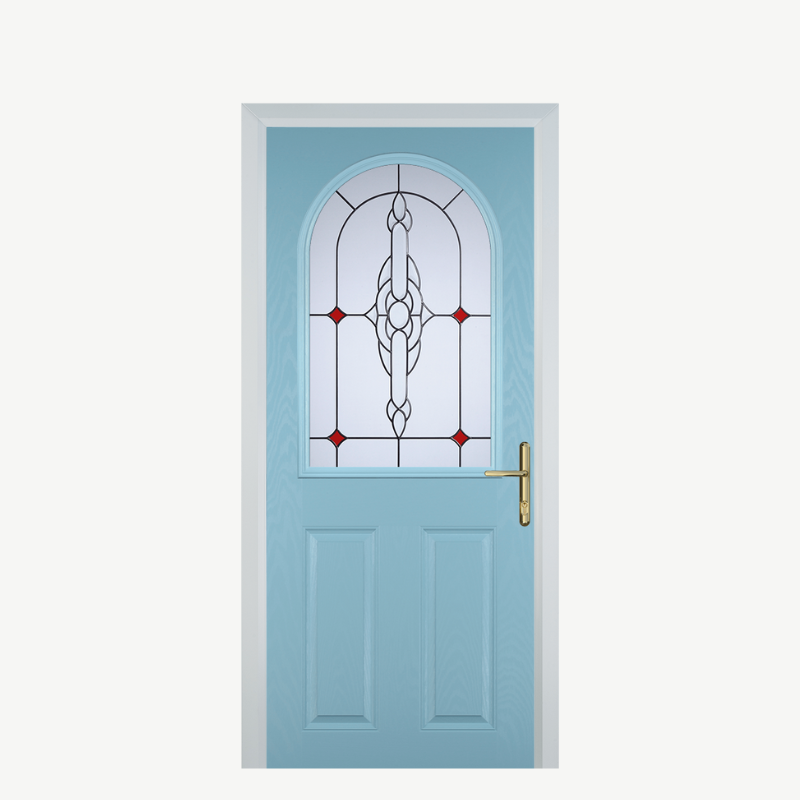Door E 2 Panel 1 Arch Duck Egg Blue Crystal Bohemia Red image 0