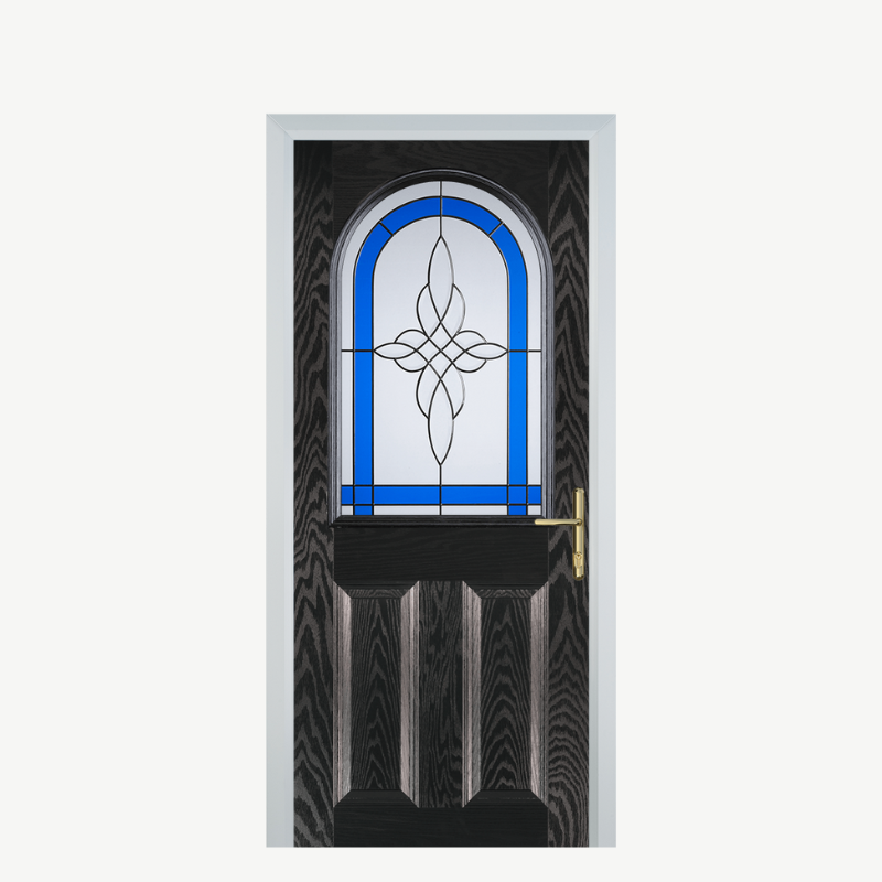 Door E 2 Panel 1 Arch Black Brown Crystal Harmony Blue image 0