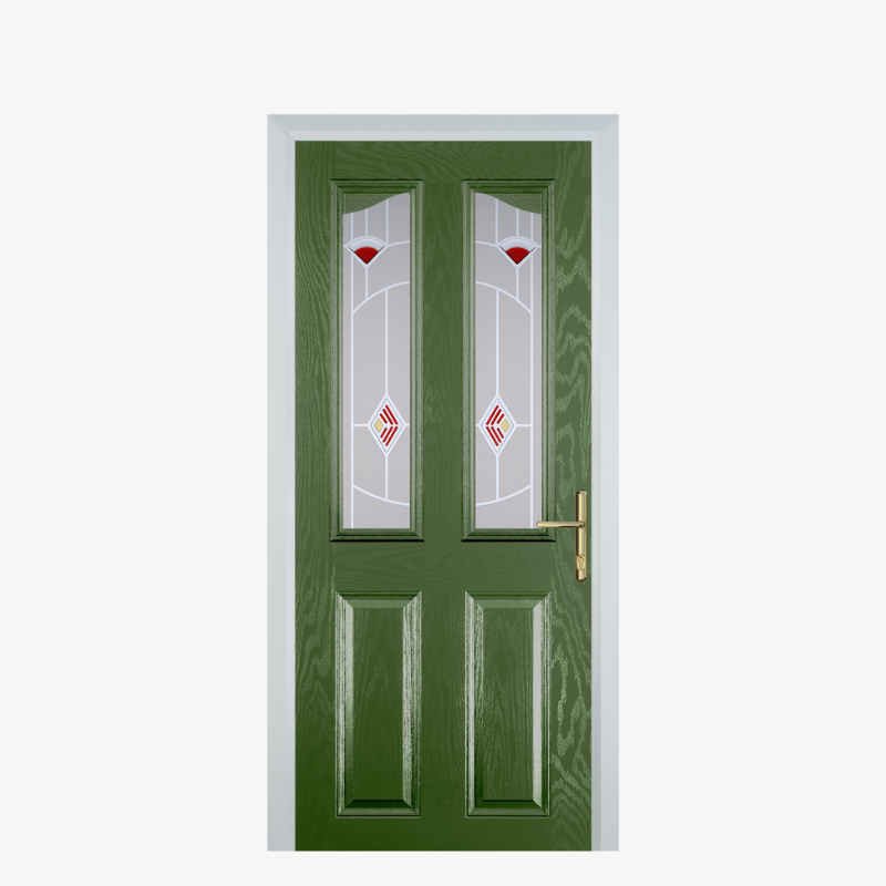 Door B 2 Panel 2 Angle Fern Green Murano Red image 0