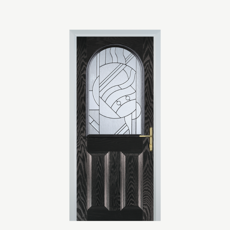 Door E 2 Panel 1 Arch Black Brown Zinc Art Abstract image 0