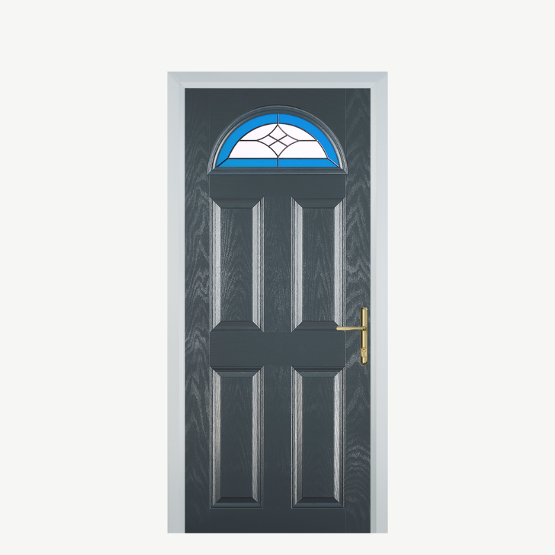 Door D 4 Panel 1 Arch Grey Crystal Harmony Blue image 0