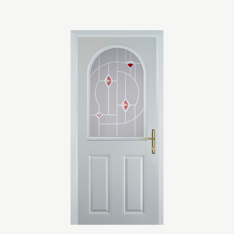Door E 2 Panel 1 Arch White Murano Red image 0