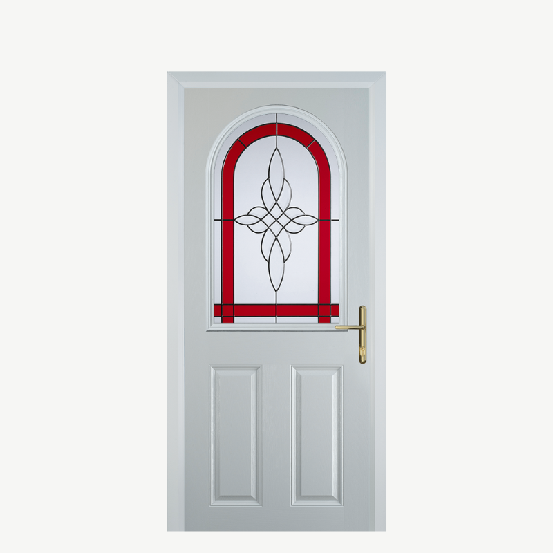 Door E 2 Panel 1 Arch White Crystal Harmony Red image 0