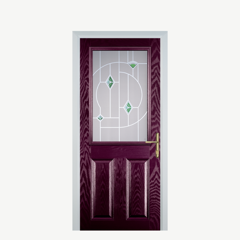 Door F 2 Panel 1 Square Purple Violet Murano Green image 0