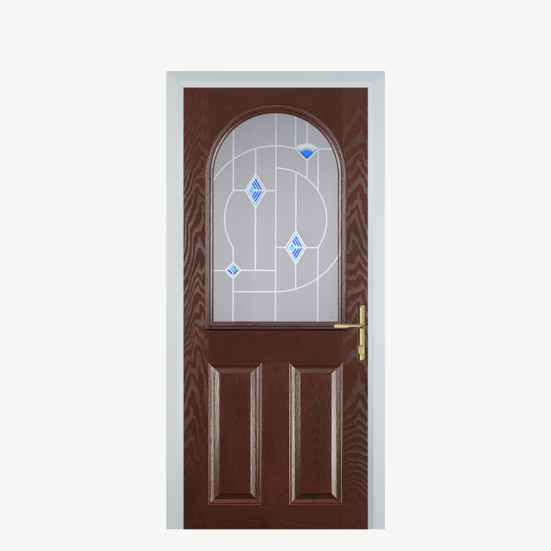 Door E 2 Panel 1 Arch Dark Wood Murano Blue image 0