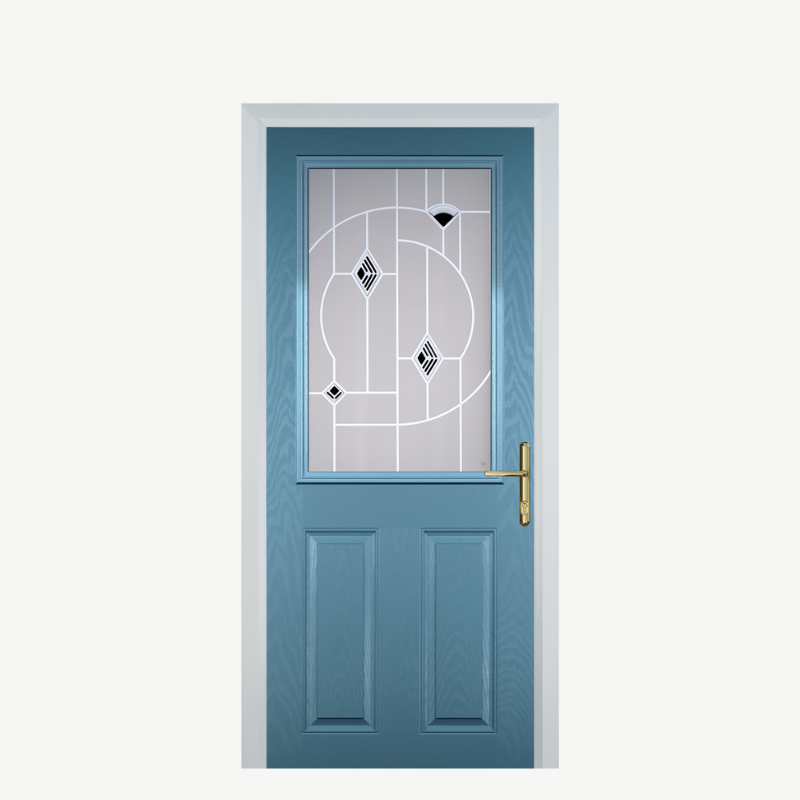 Door F 2 Panel 1 Square Pastel Blue Murano Black image 0