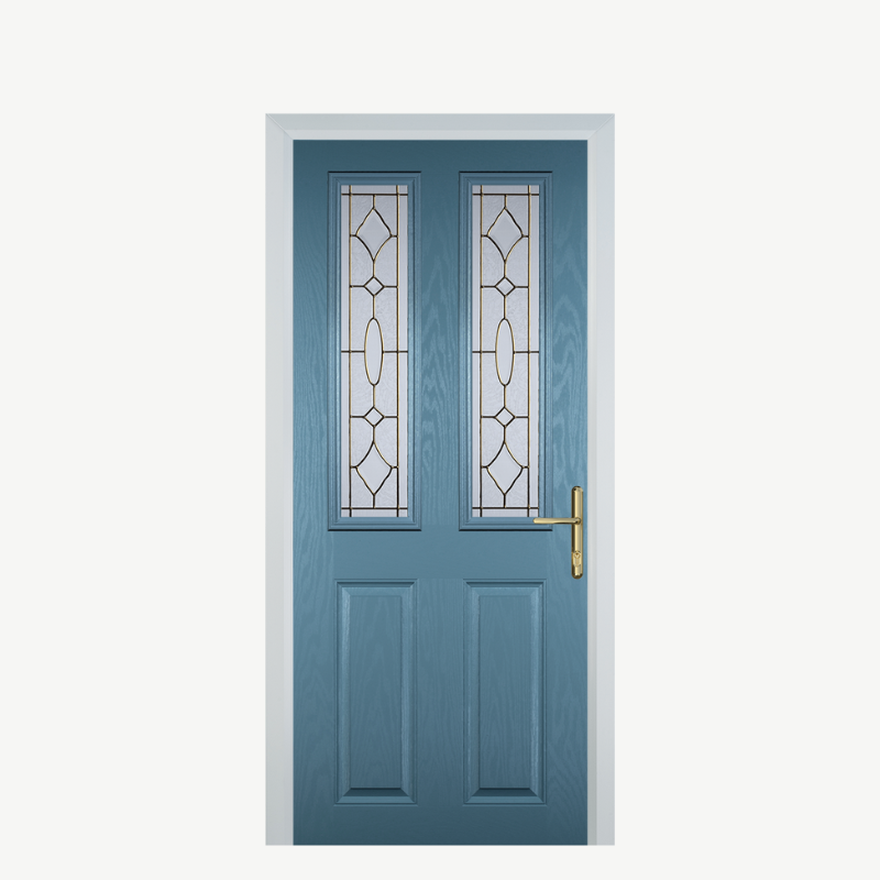 Door C 2 Panel 2 Square Pastel Blue Brass Art Clarity image 0
