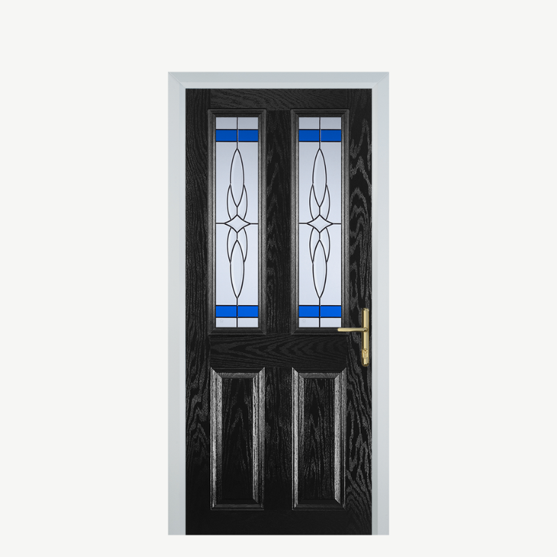Door C 2 Panel 2 Square Black Crystal Harmony Blue image 0
