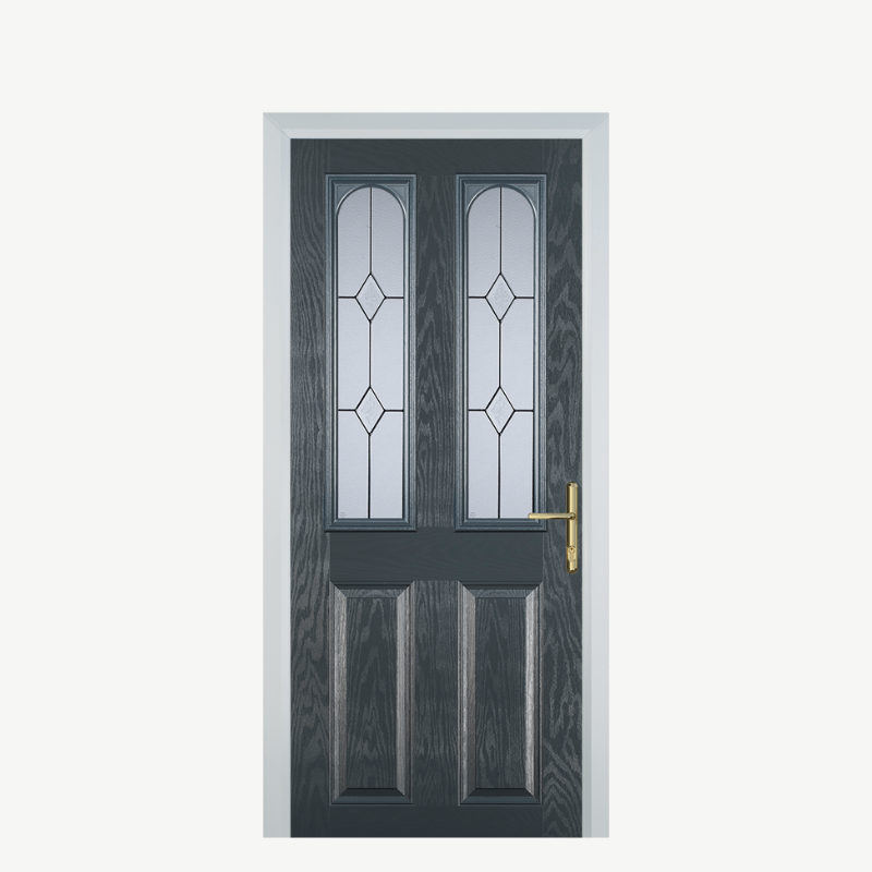 Door A 2 Panel 2 Arch Grey Classic image 0