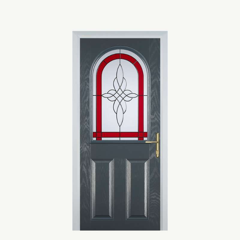 Door E 2 Panel 1 Arch Grey Crystal Harmony Red image 0