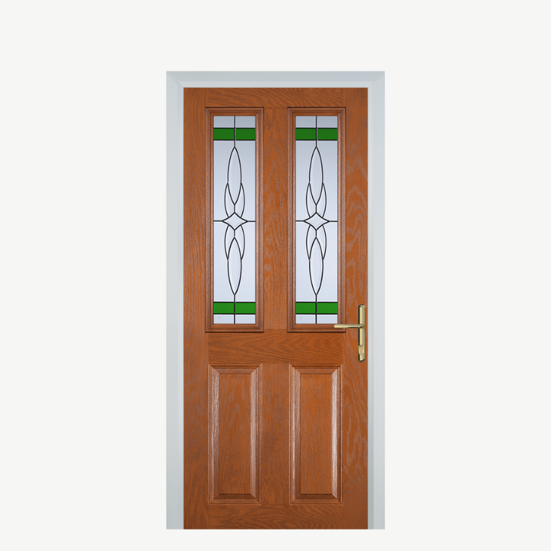Door C 2 Panel 2 Square Oak Crystal Harmony Green image 0