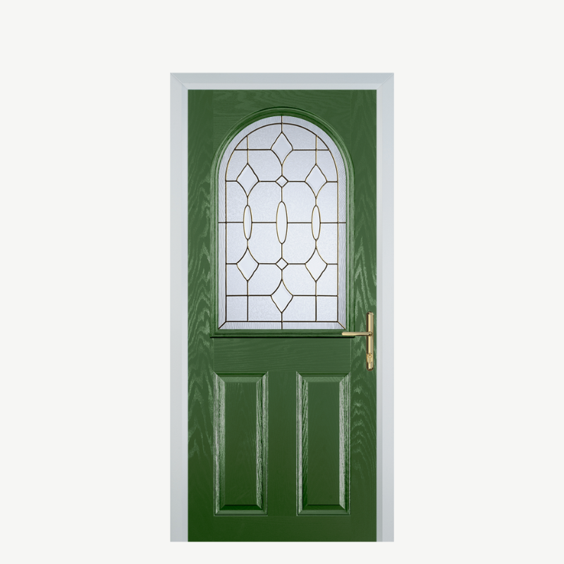 Door E 2 Panel 1 Arch Fern Green Brass Art Clarity image 0