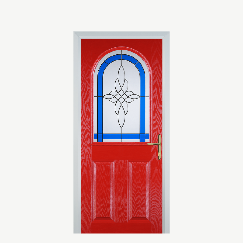 Door E 2 Panel 1 Arch Poppy Red (High Gloss) Crystal Harmony Blue image 0