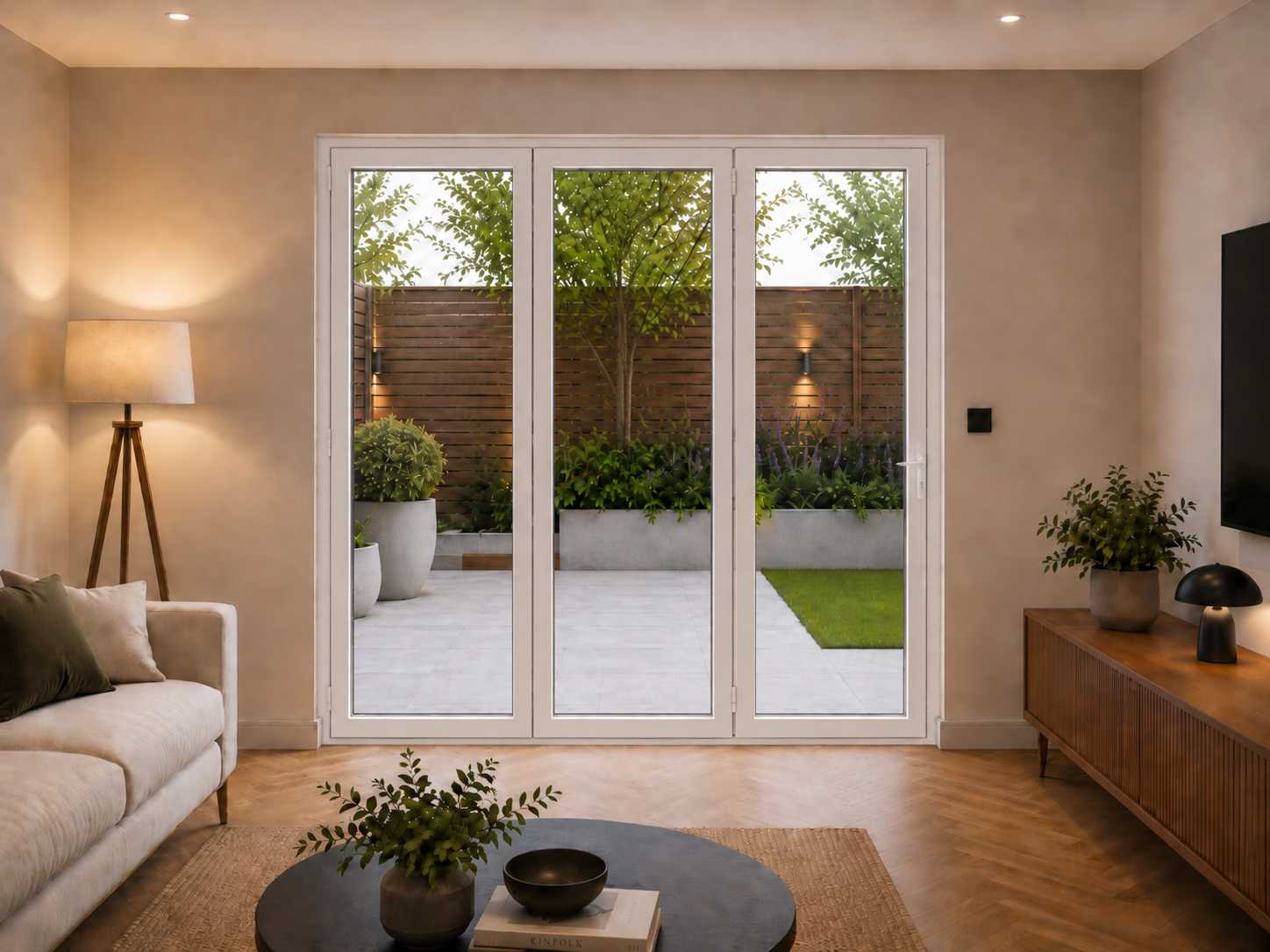 3 panel white aluminium bifold door