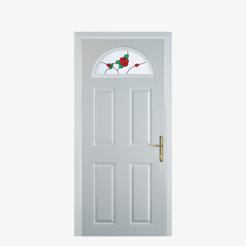 Door D 4 Panel 1 Arch White English Rose image 0