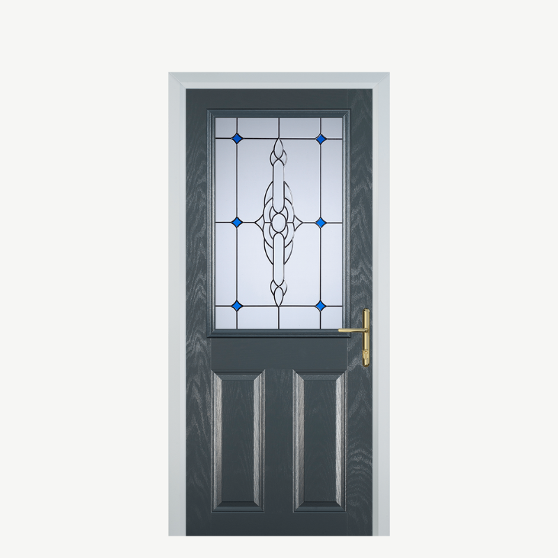 Door F 2 Panel 1 Square Grey Crystal Bohemia Blue image 0