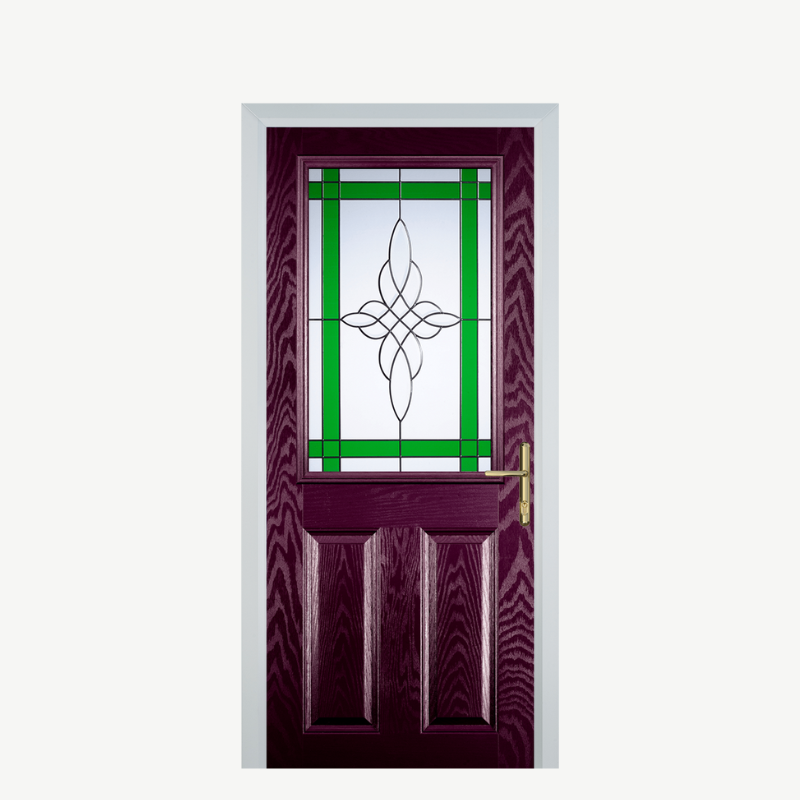 Door F 2 Panel 1 Square Purple Violet Crystal Harmony Green image 0