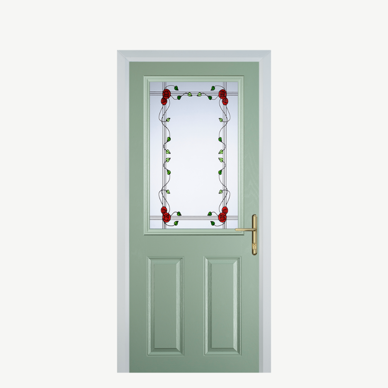 Door F 2 Panel 1 Square Chartwell Green Mackintosh Rose image 0