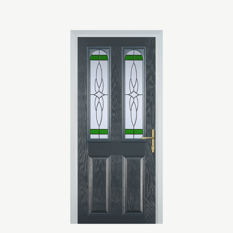 Door A 2 Panel 2 Arch Grey Crystal Harmony Green image 0