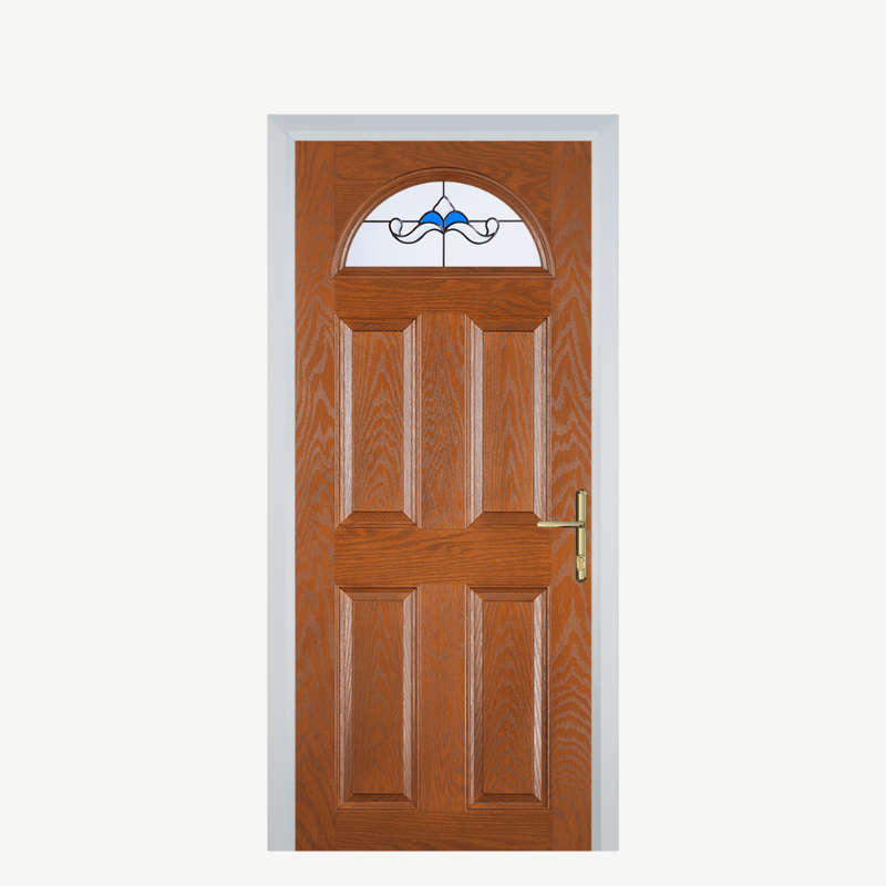Door D 4 Panel 1 Arch Oak Crystal Bohemia Blue image 0