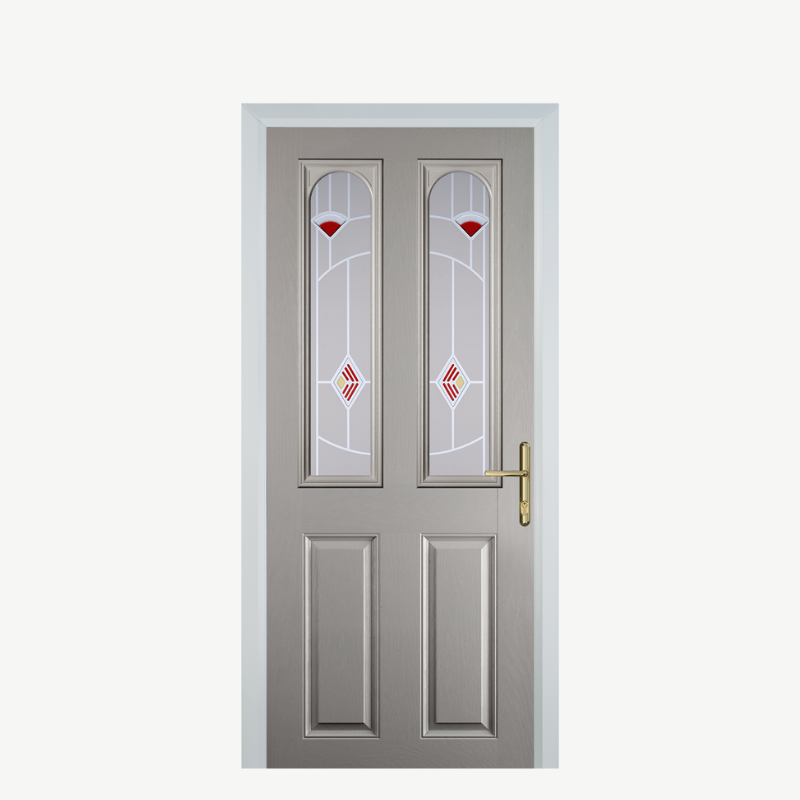 Door A 2 Panel 2 Arch Agate Grey Murano Red image 0