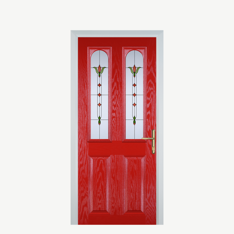 Door A 2 Panel 2 Arch Poppy Red (High Gloss) Fleur image 0