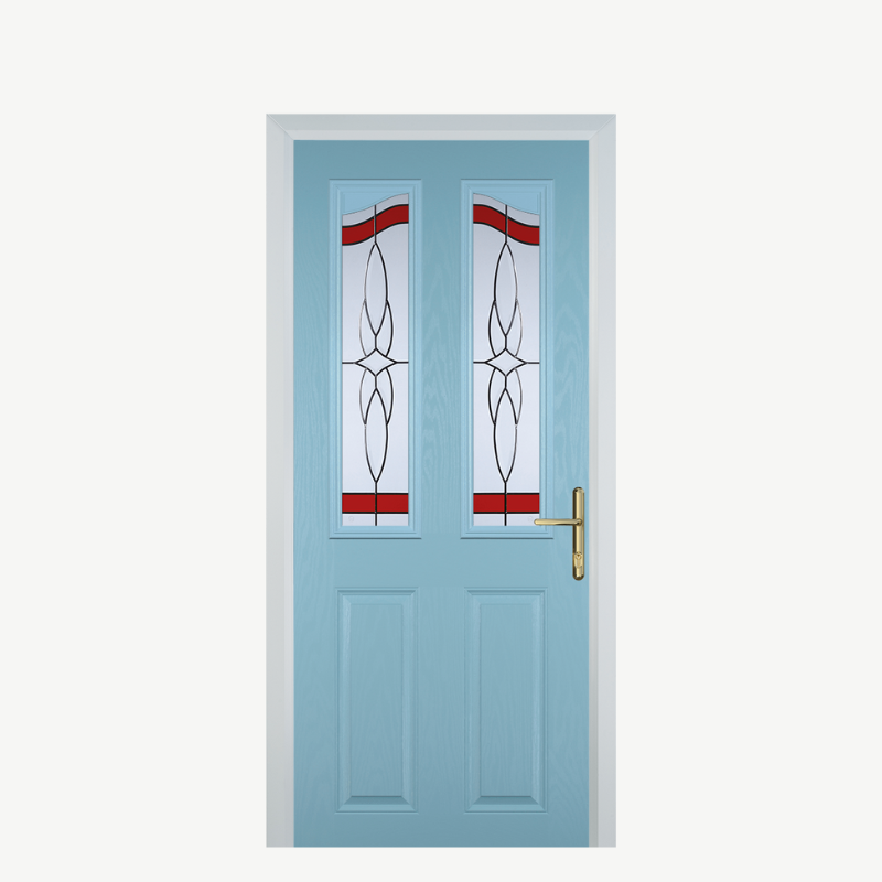 Door B 2 Panel 2 Angle Duck Egg Blue Crystal Harmony Red image 0