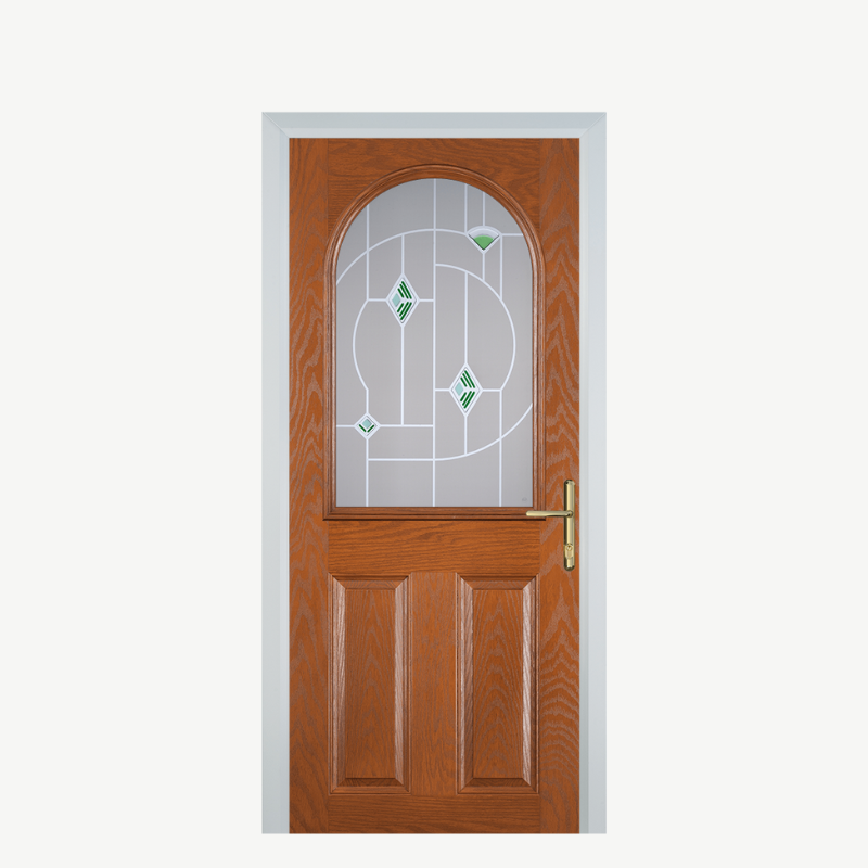 Door E 2 Panel 1 Arch Oak Murano Green image 0