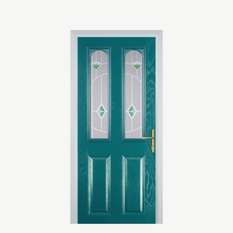Door A 2 Panel 2 Arch Turquoise Blue Murano Green image 0