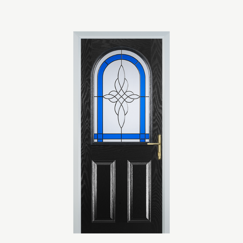 Door E 2 Panel 1 Arch Black Crystal Harmony Blue image 0