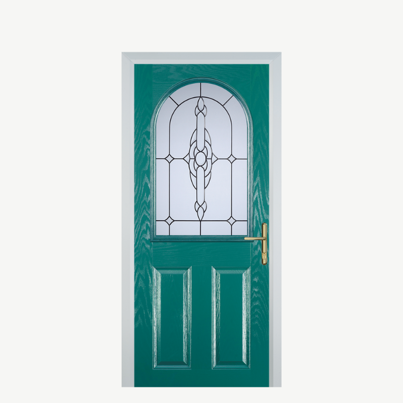 Door E 2 Panel 1 Arch Turquoise Blue Crystal Bohemia Frost image 0