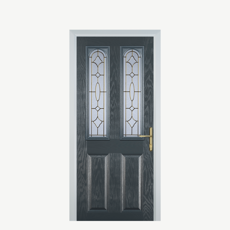 Door A 2 Panel 2 Arch Grey Brass Art Clarity image 0