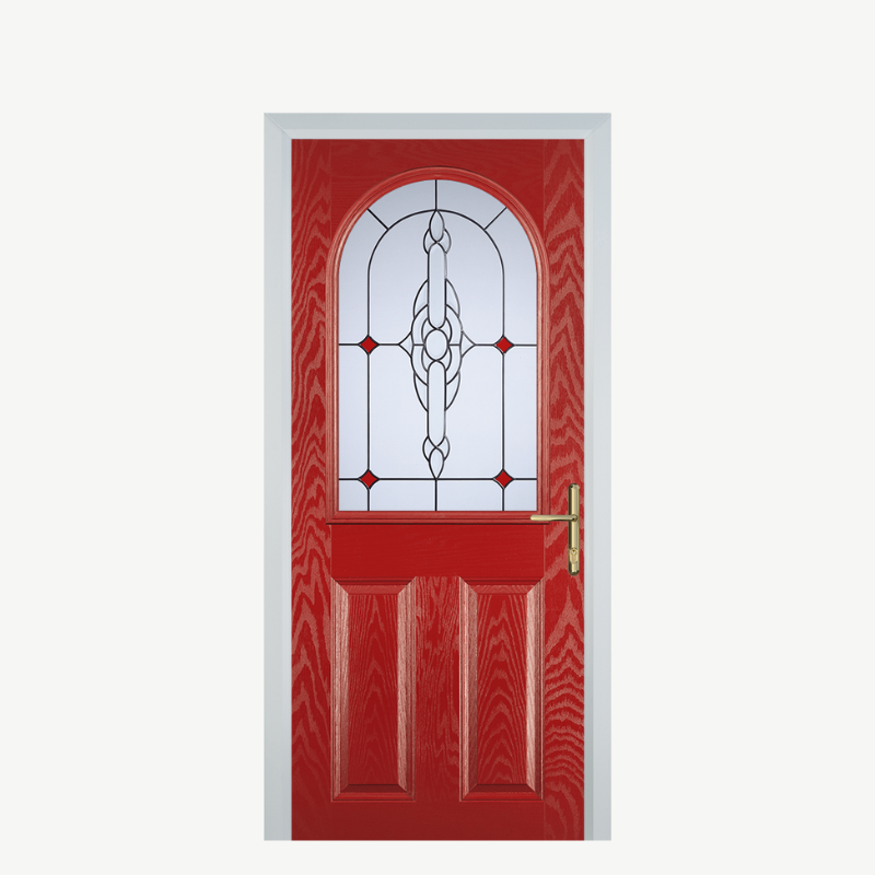 Door E 2 Panel 1 Arch Red Crystal Bohemia Red image 0