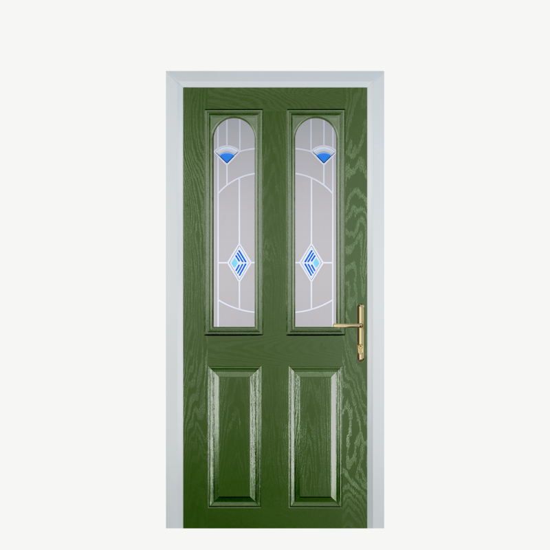 Door A 2 Panel 2 Arch Fern Green Murano Blue image 0