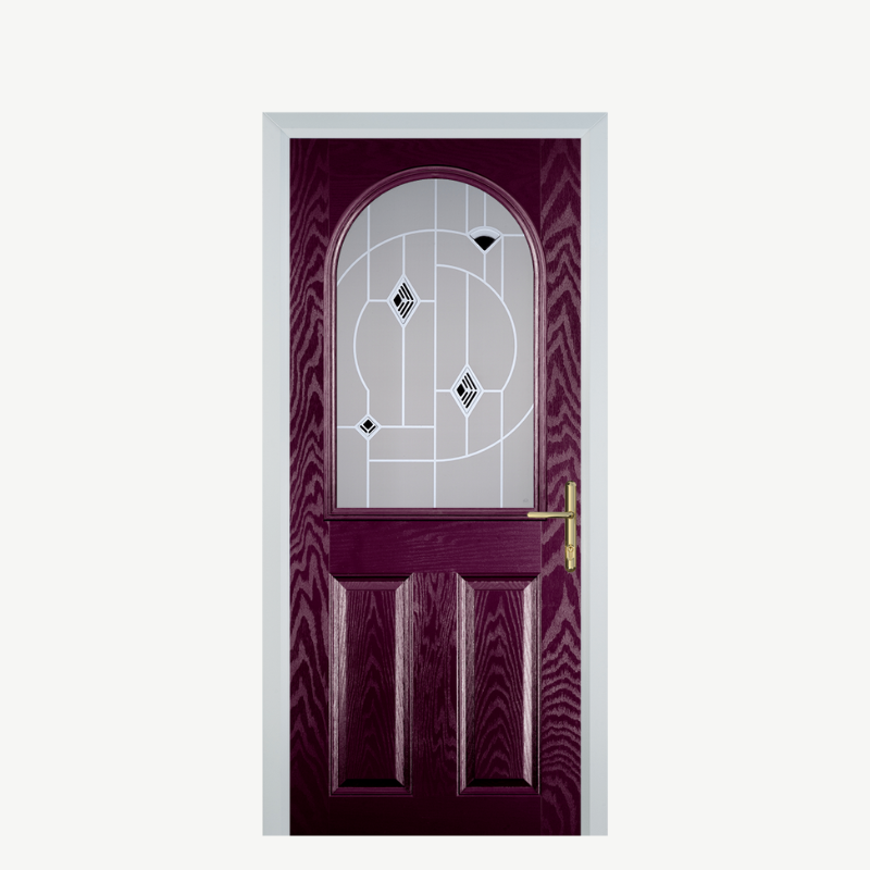 Door E 2 Panel 1 Arch Purple Violet Murano Black image 0