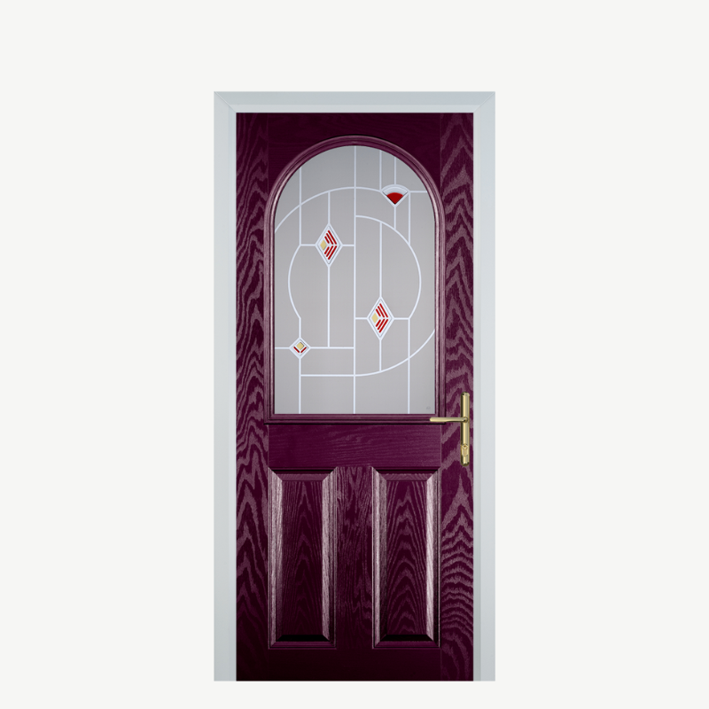 Door E 2 Panel 1 Arch Purple Violet Murano Red image 0