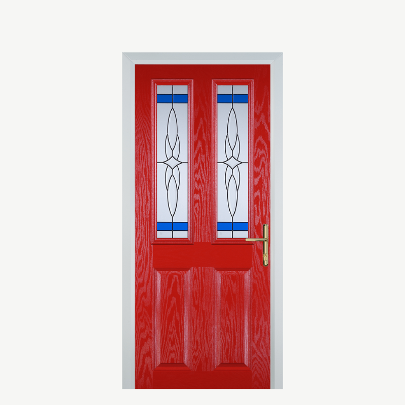 Door C 2 Panel 2 Square Poppy Red (High Gloss) Crystal Harmony Blue image 0