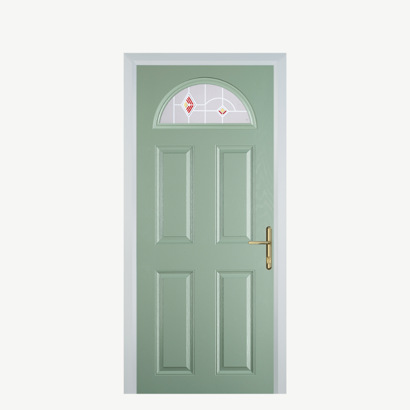 Door D 4 Panel 1 Arch Chartwell Green Murano Red image 0