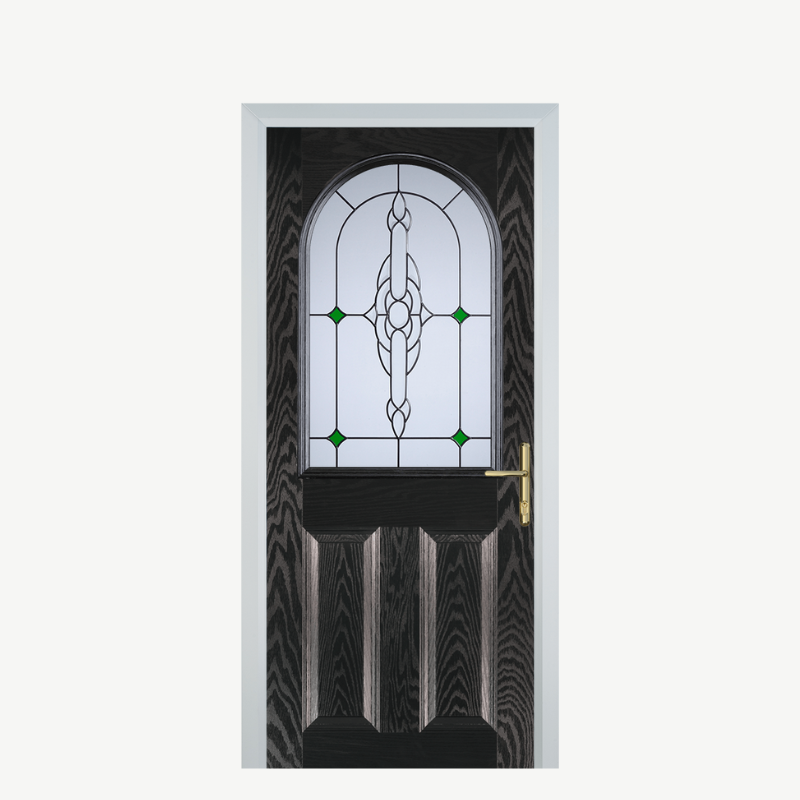 Door E 2 Panel 1 Arch Black Brown Crystal Bohemia Green image 0
