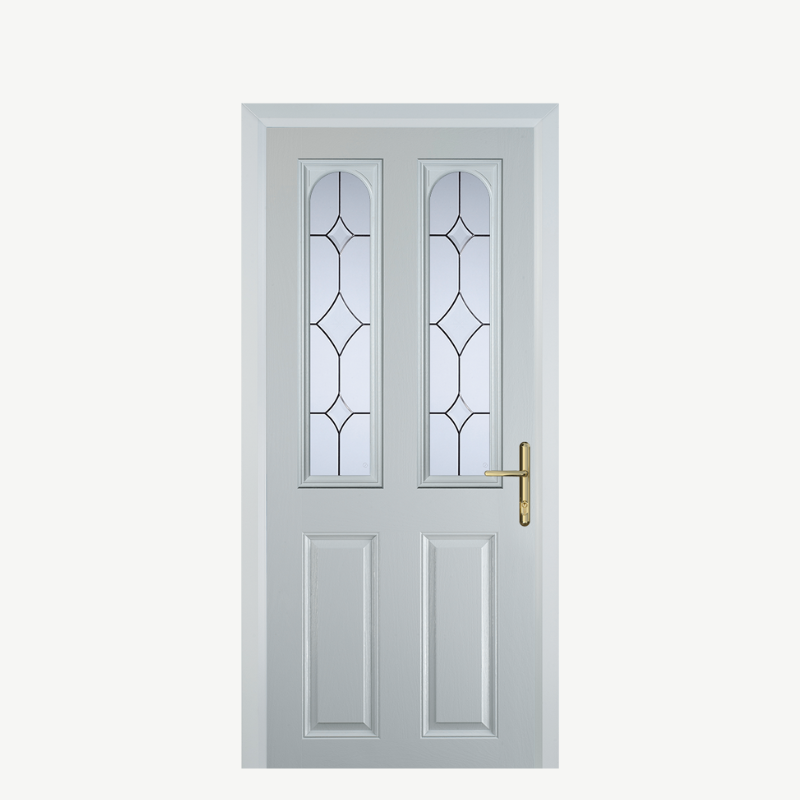 Door A 2 Panel 2 Arch White Crystal Diamond image 0